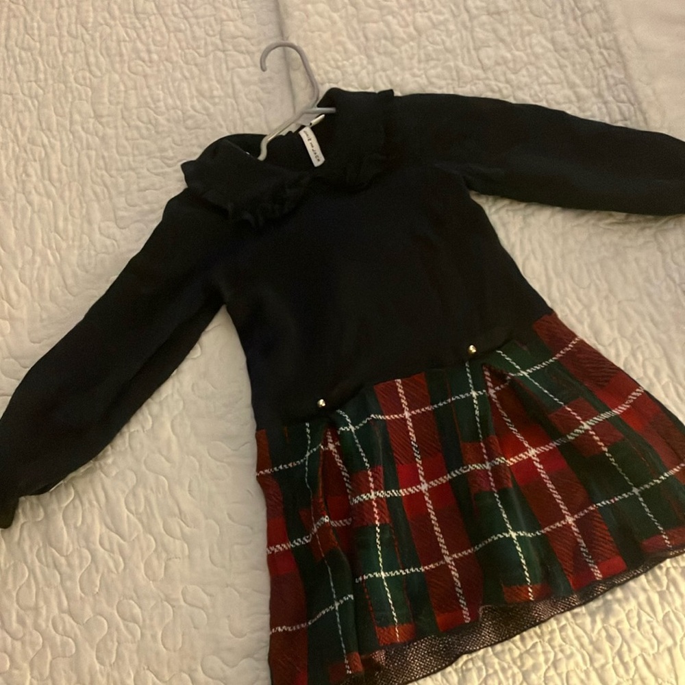Janie and Jack, plaid and navy dress, size 5